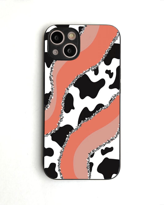 Dual Tone cow print glass case