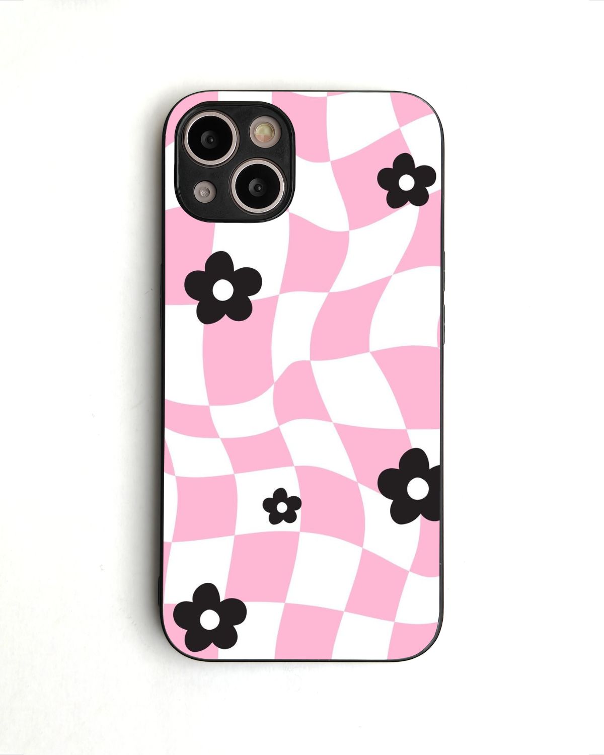 Pink Checkered Glass Case