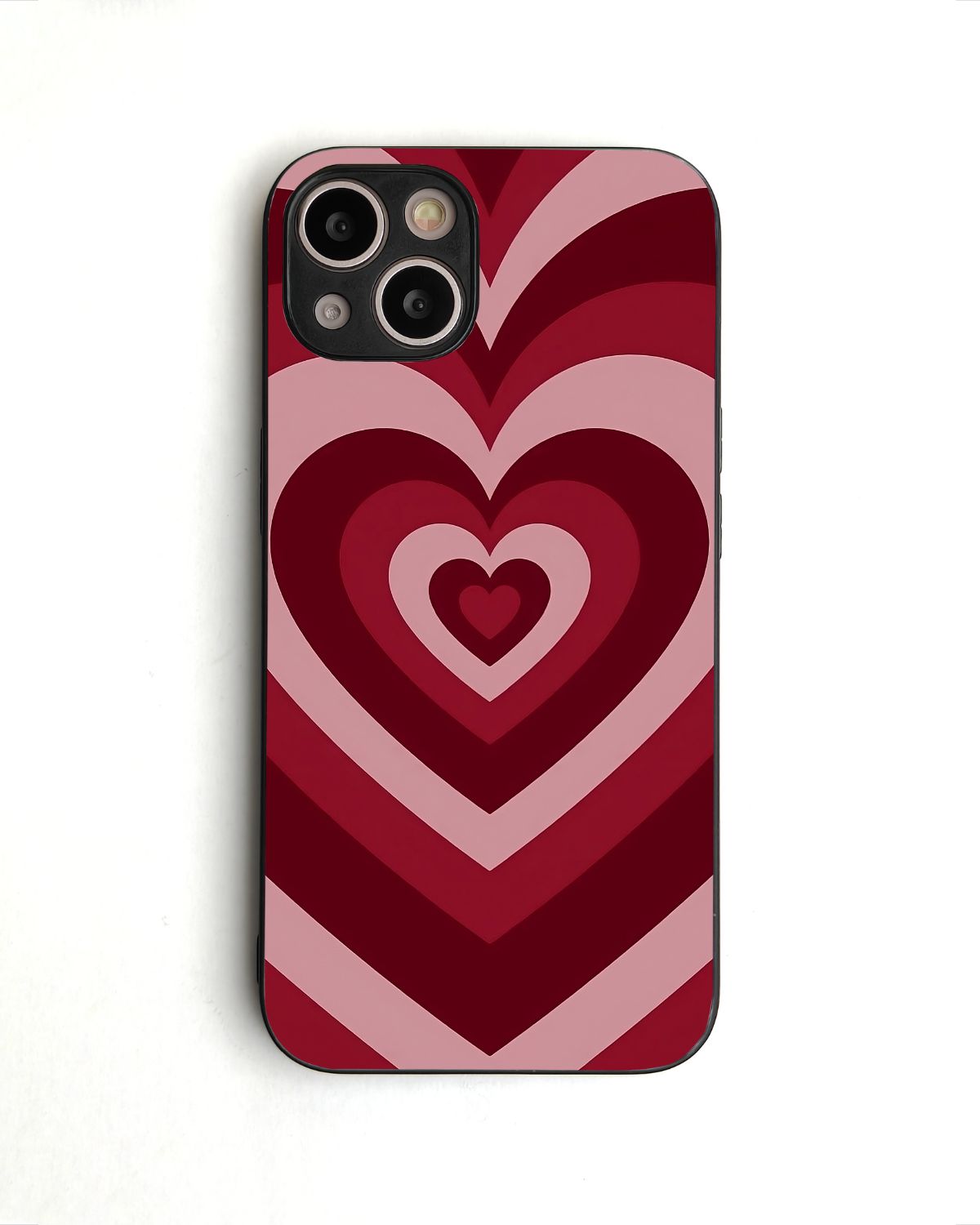 Maroon Y2K Heart Glass Case