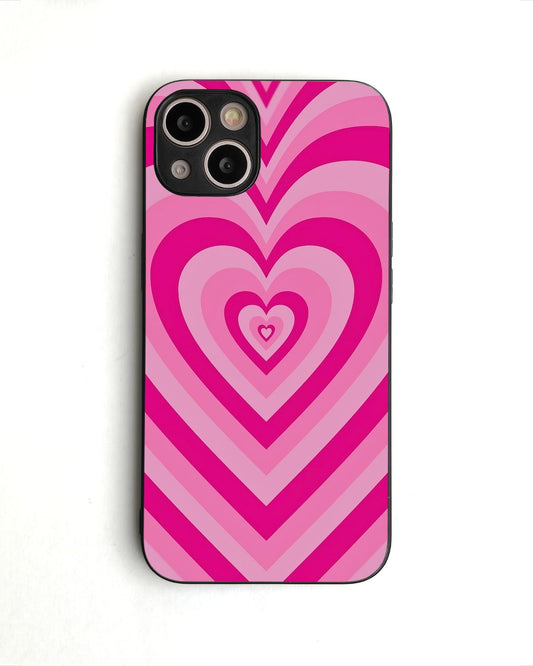 Pink Y2K Heart Glass Case