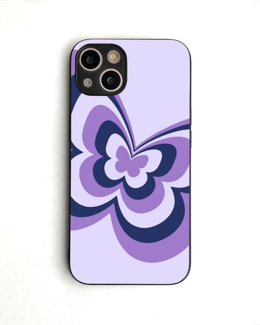 Purple Butterfly Pattern Glass Case