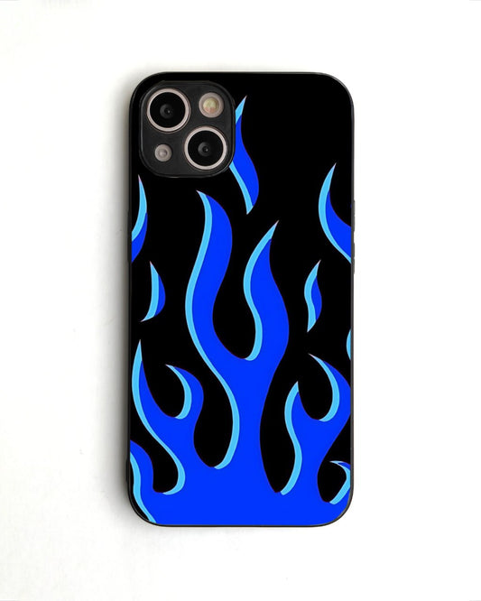 Blue Flames Glass Case