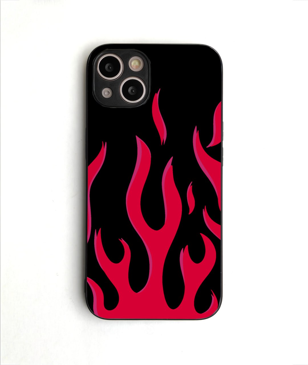 Red Flames Glass Case