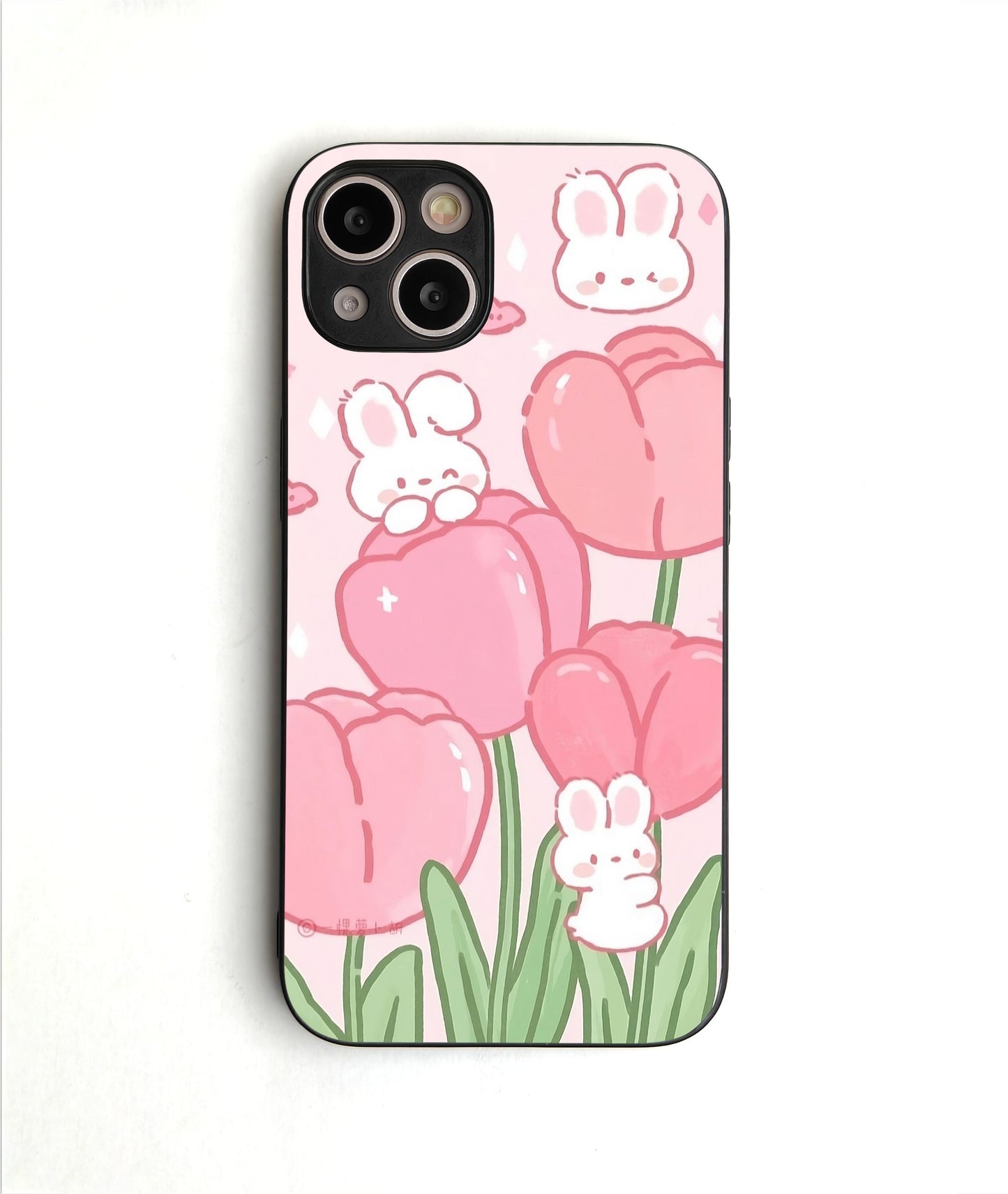 Bunny Tulip Glass Case